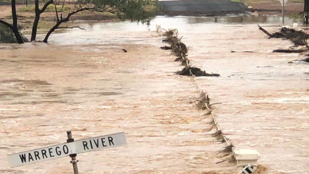 The Warrego River in Charleville on Monday. 