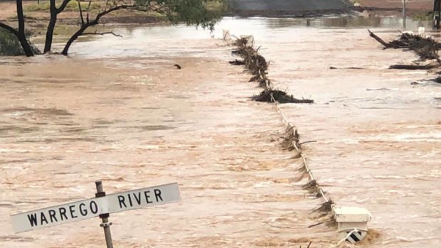 The Warrego River in Charleville on Monday. 