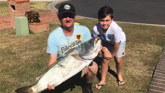 Wayne Smith with his son Noah Smith who were both found dead in a Yamba home on Thursday.