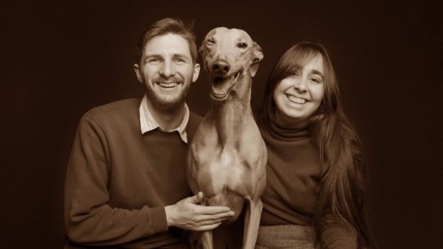 Jasmine Peucker is looking for a rental property in the tightest market Perth has experienced in over 40 years. Pictured here with her partner Cameron and their rescue greyhound Lucy.