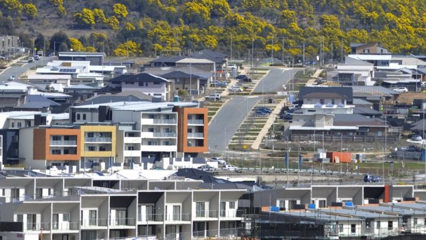 Townhouses being buit in Coombs in 2015: Apartment and unit owners in Canberra have been slugged with huge rates rises. 