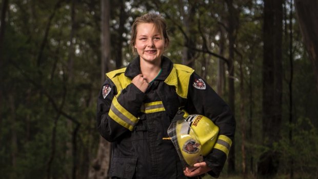 Kaliyah Odlum, 17, is part of a group of young women learning firefighting skills.