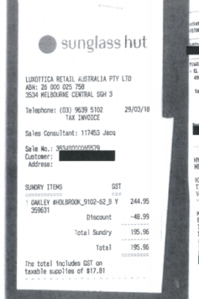 One employee bought Oakley sunglasses at Sunglass Hut for $196.