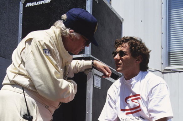 Dr Sid Watkins with the late racing car driver Ayrton Senna in a still from the documentary on Senna's life.