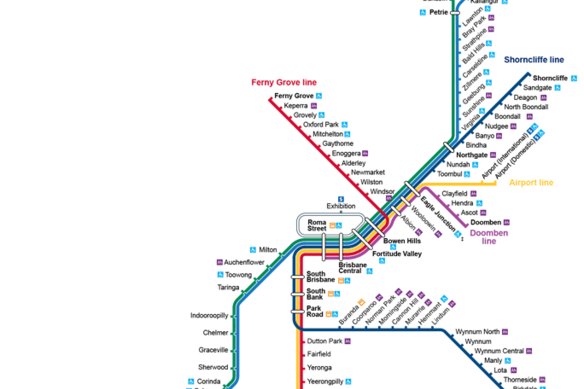 The current south-east Queensland rail network.
