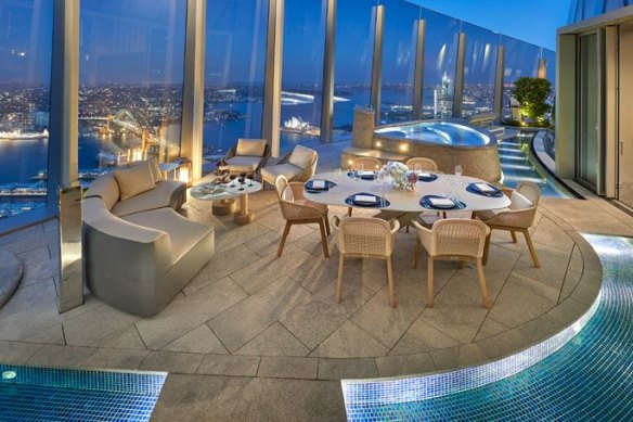 The Crown Towers Sydney Presidential Villa’s dining terrace.
