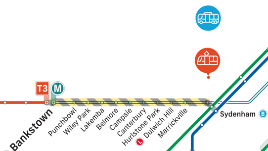 Sydenham to Bankstown bus replacements.