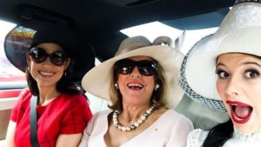 Three generations of Packer women: Gretel, Ros and Francesca, en route to the races.