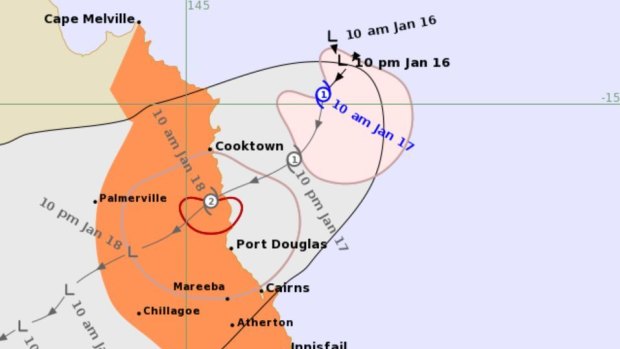 Cyclone Kimi was expected to cross the coast on Monday morning.