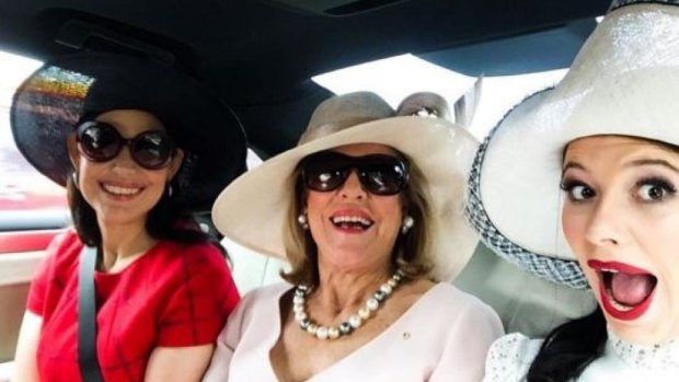 Three generations of Packer women: Gretel, Ros and Francesca, en route to the races.