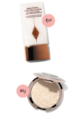 Charlotte Tilbury Brightening
Youth Glow, $76. Becca Shimmering Skin Perfector, $64.