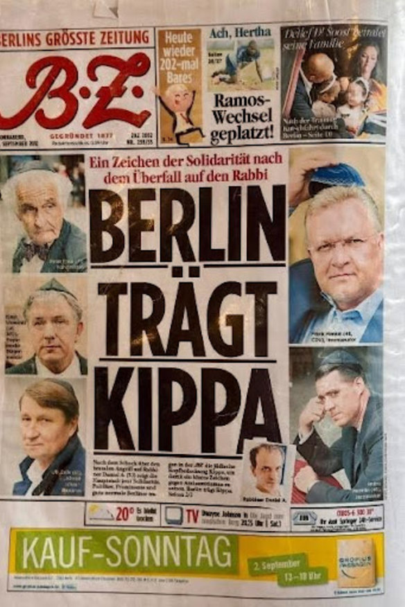 O jornal alemão BZ mostra a resposta da comunidade após o ataque a um rabino. 