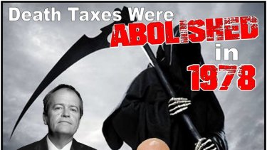 A death tax meme that went viral on Facebook.