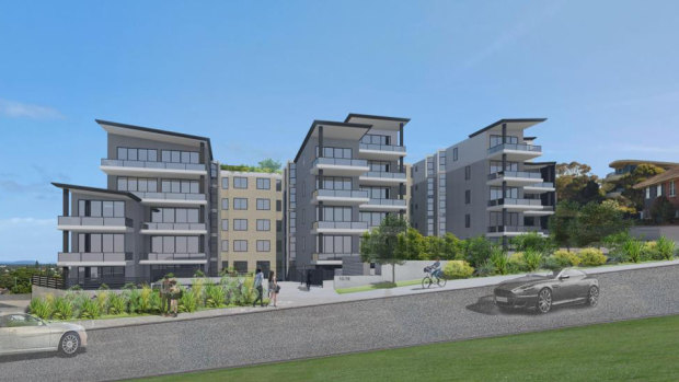 An artist’s impression of the proposed block of 68 flats on a coastal Port Macquarie road.