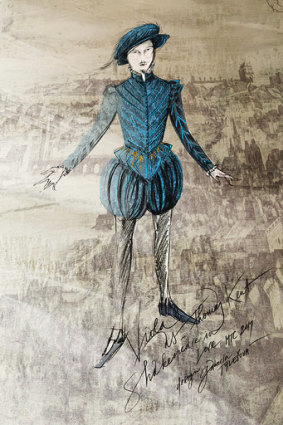 The costume for Viola, in character as Romeo.