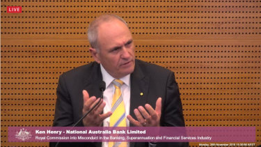 National Australia Bank chairman Ken Henry at the banking royal commission.