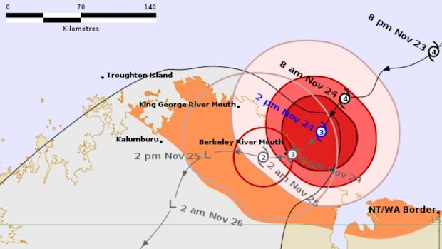 The latest track map released by the bureau on Monday afternoon.
