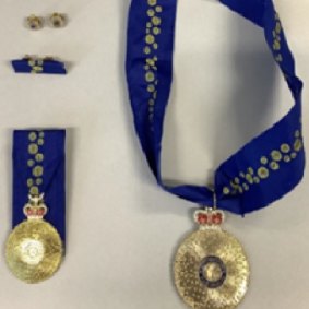 The replica awards seized by police from Neville Gentry’s home in Greenslopes in Brisbane’s south. 