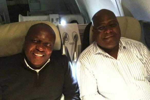 Marius Mihigo (L) with President Felix Tshisekedi.