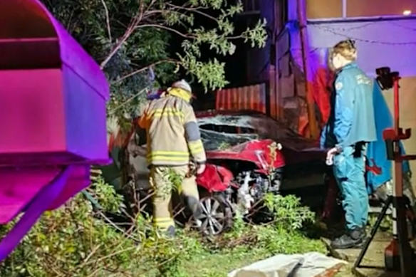 A stolen vehicle crashed into a house in Marsden on Monday.