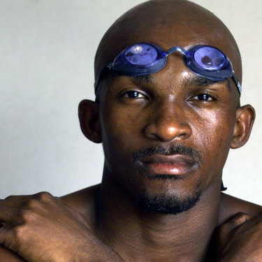Eric Moussambani, pictured in 2001 ahead of the FINA World Championships. 