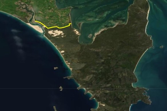 The planned fence will cross the Yabakie isthmus.