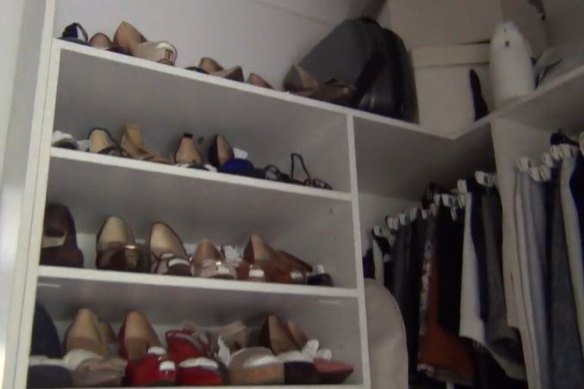 Helen Rosamond’s walk-in wardrobe shown in NSW Police footage tendered in her District Court criminal trial.