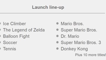 The NES titles confirmed for the service so far.