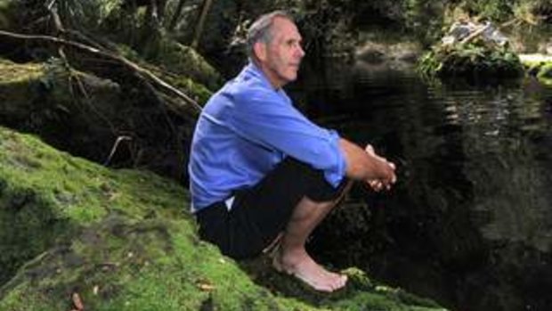 Bob Brown on the banks of the Gordon River in Tasmania.