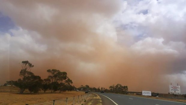 The dust storm in Melbourne's western suburbs on Wednesday. 