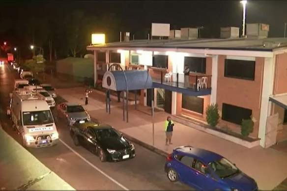Adam Woodward was allegedly stabbed outside the Brothers St Brendans Leagues Club in Rocklea, south of the Brisbane’s CBD.