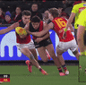 The contentious Ben Keays tackle on Friday night.