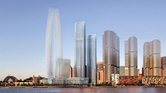 Lendlease plans to build three towers next to Crown's casino at Barangaroo. 