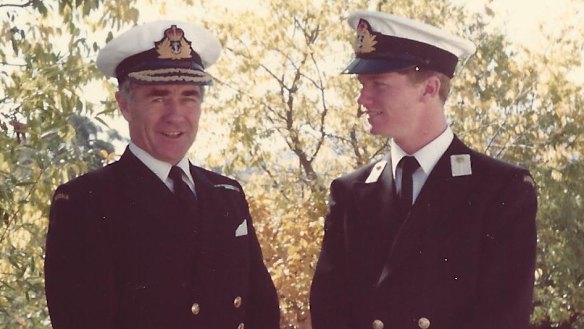 Sir David Martin with the author, his son Will.