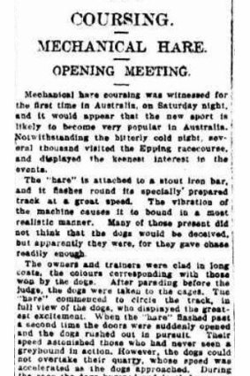 SMH article from 30 May, 1927 on first greyhound meeting at Harold Par