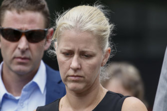 Heidi Strbak outside the Supreme Court in Brisbane during the initial trial in 2017.