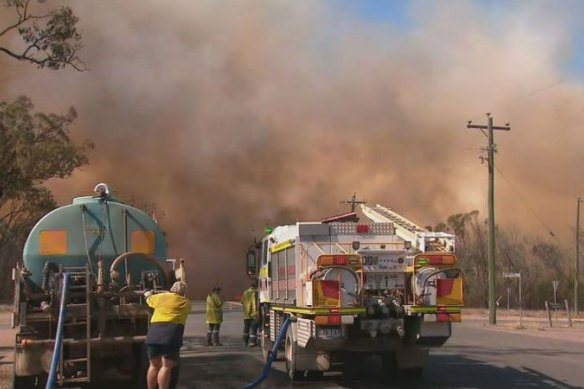 Dozens of homes, sheds and other buildings were destroyed after fires at Tara in recent days.