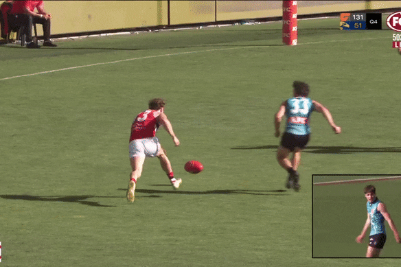 Port Adelaide’s Darcy Byrne-Jones will come under scrutiny for this bump on St Kilda’s Ryan Byrnes.