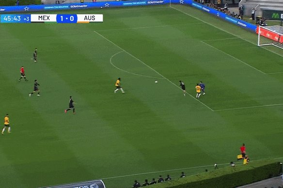 Mo Toure misses an empty goal.