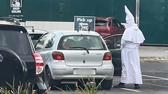Police allege two men verbally harrassed two women at Bunnings car park in Port Melbourne on Halloween.