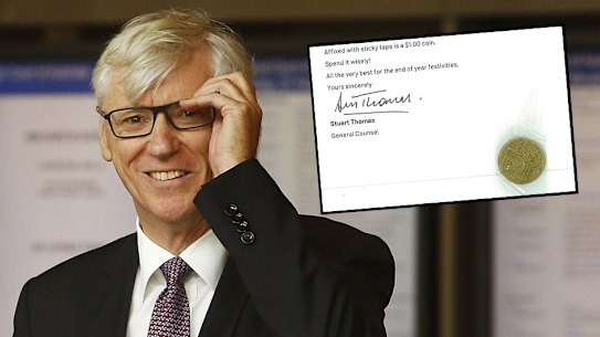 Seven Network's Bruce McWilliam and the dollar coin returned by channel 10.