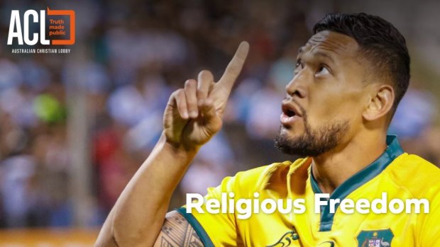 Fund-raiser: The Australian Christian Lobby webpage requesting donations for Israel Folau's fighting fund.