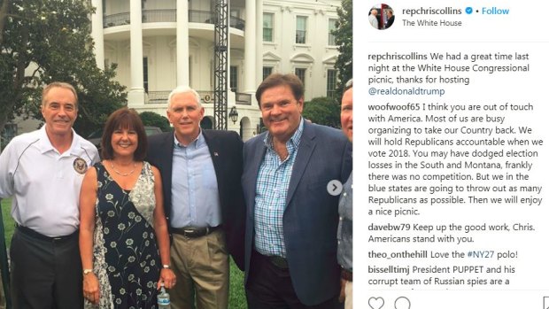 Chris Collins (on left) at the congressional picnic on the White House south lawn on June 22, the event at which he allegedly engaged in insider trading.