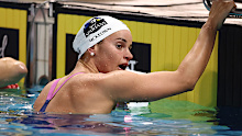 Kaylee McKeown seen in the pool at Australian trials.