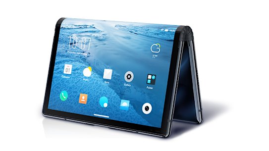 The FlexPai can be used as a two-sided phone, a full tablet or standing like a tent.