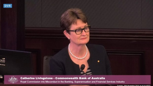 CBA chairperson Catherine Livingstone faces the royal commission.
