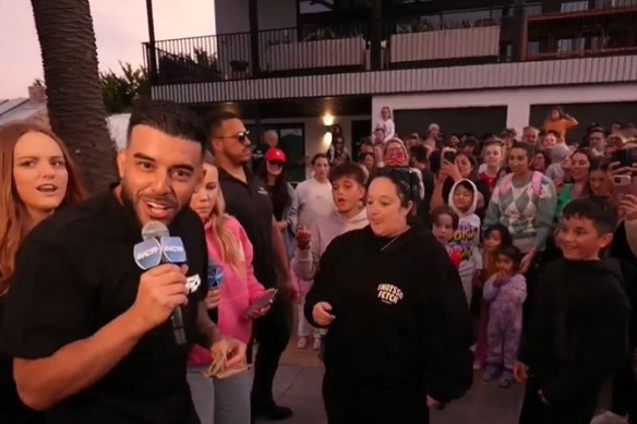 Adrian Portelli and a huge crowd at Friday night’s prize giveaway.