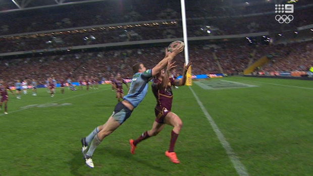 Screen grab of Josh Morris' remarkable try that ultimately wasn't quite enough for the Blues.