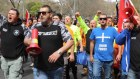 CFMEU NSW secretary Darren Greenfield (front) claimed the union had negotiated the deal with builders.