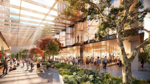 Render of Arena Lane entrance as seen from Wellington Plaza. 